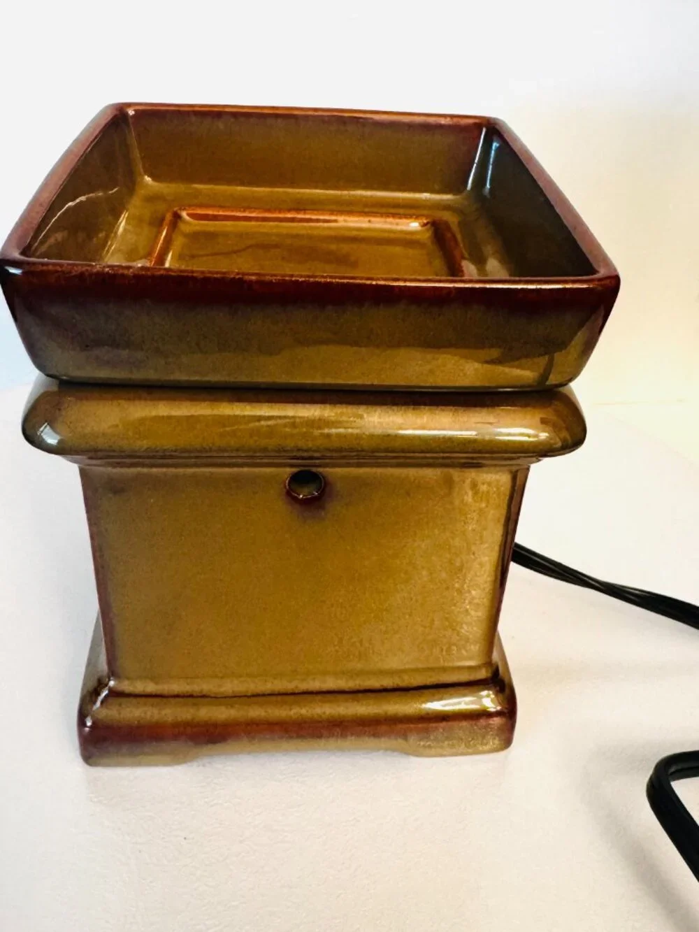 Decorative Brown Green Ceramic Wax Melter  Warmer Romanesque Electric Melting Di